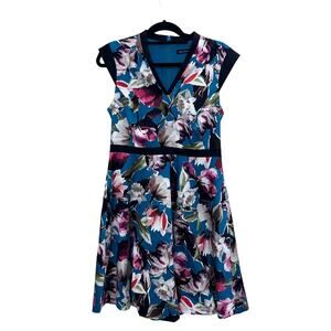Karen Millen Dress Size 10 Floral Cotton Fit and Flare Skater UK14 EU42